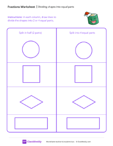 Dividing Shapes into Equal Parts - Sushi | Math Worksheet