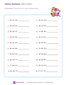 worksheet-Adding-3-numbers---Nest