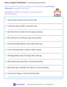 Coordinating conjunctions - Zoo | Grammar Worksheet