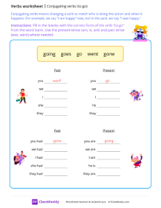 Conjugating verbs - To go | Grammar Worksheet