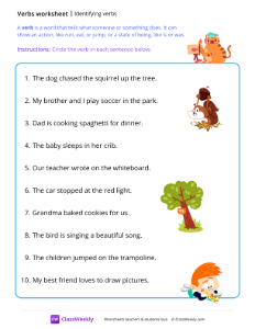 Identifying verbs - Painting | Grammar Worksheet