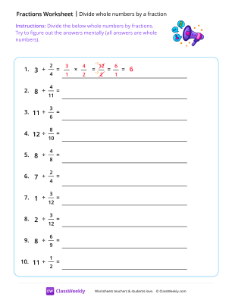 Divide Whole Numbers By a Fraction - Big Announcement | Math Worksheet