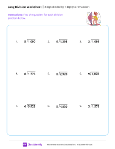 4-digit divided by 1-digit (no remainder) - Windsurfing | Math Worksheet