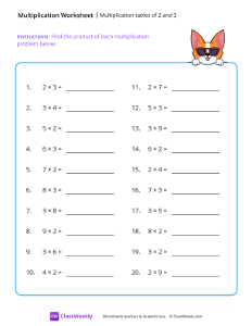 Multiplication tables (2 and 3) - Truck | Math Worksheet