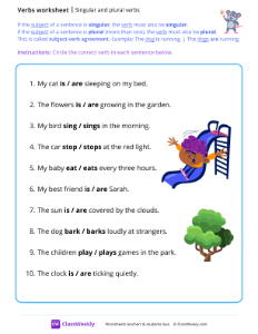 Singular and plural verbs - Mouse | Grammar Worksheet