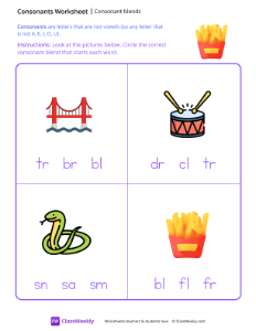 Consonant Blends - Fries | Reading & Writing Worksheet