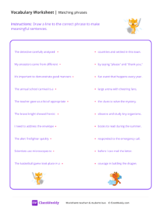 worksheet-Matching-phrases---Brave-Cat