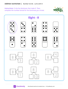 Number bonds (sums with 8) - Branch | Math Worksheet