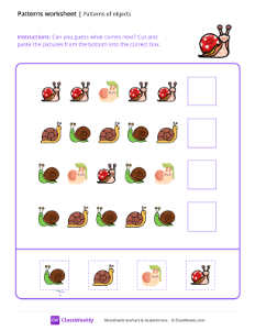 Patterns of objects - Snail | Math Worksheet