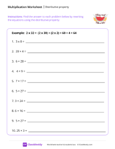 Distributive property - Cool Watermelon | Math Worksheet