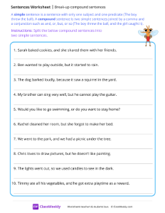 worksheet-Break-up-compound-sentences---Mosquito