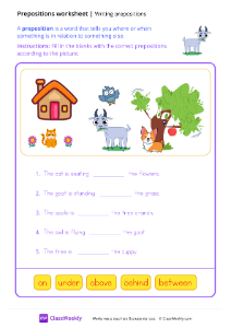 worksheet-Writing-Prepositions---Surprised-Goat