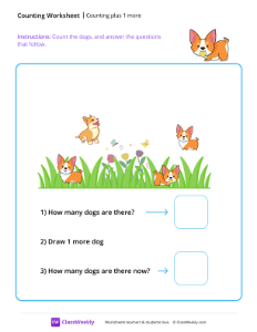 Counting plus 1 more - Dogs | Math Worksheet