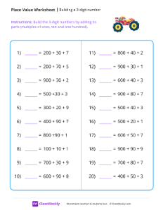 worksheet-Building-a-3-digit-number---Truck