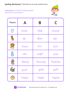 Identify the Correctly Spelled Words - Jog | Reading & Writing Worksheet