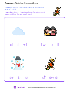 Consonant Blends - Swing | Reading & Writing Worksheet