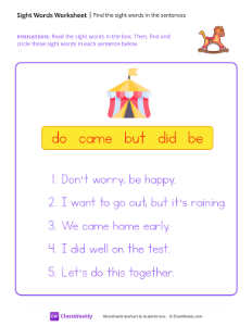 Find the sight words in the sentences - Wooden Horse | Reading & Writing Worksheet