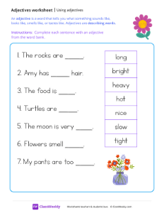 Using Adjectives - Flower | Grammar Worksheet