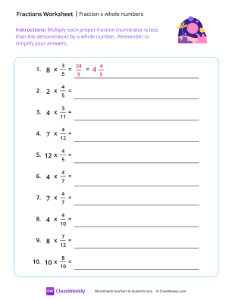 Fraction x Whole Numbers - Space Desert | Math Worksheet