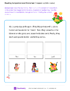 Sequencing (with pictures) - Picnic | Reading & Writing Worksheet