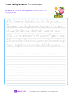 Cursive Passages - Garden | Reading & Writing Worksheet