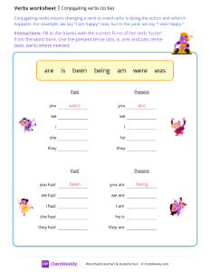 Conjugating verbs - To be | Grammar Worksheet