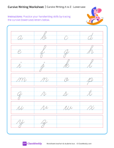 Cursive Writing A to Z - Lowercase | Reading & Writing Worksheet