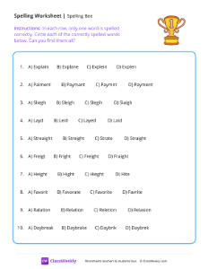 worksheet-Spelling-Bee---Trophy