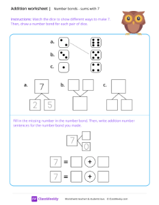 Number bonds (sums with 7) - Squirrel | Math Worksheet