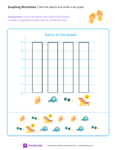 Sort the objects and create a bar graph - Sandals | Math Worksheet