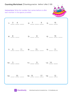 What comes before or after (1-20) - Banana Split | Math Worksheet