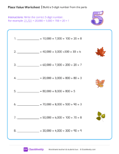 Build a 5-digit number from the parts - Glossy | Math Worksheet