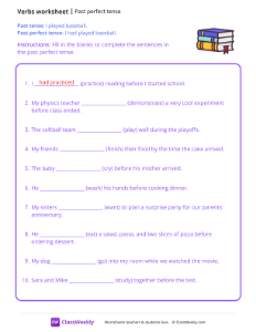 Past Perfect Tense - Organized Books | Grammar Worksheet