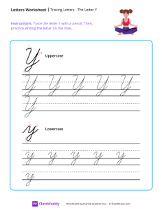 Cursive Y | Reading & Writing Worksheet