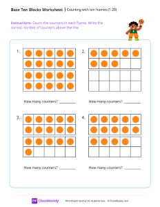 Counting with ten frames (1-20) - Athlete | Math Worksheet