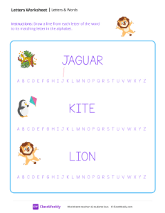 Letters & Words - Lion | Reading & Writing Worksheet