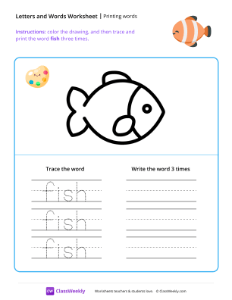 worksheet-Printing-words---Fish