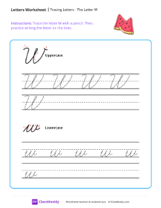 Cursive W | Reading & Writing Worksheet