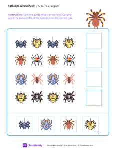 Patterns of objects - Spider | Math Worksheet