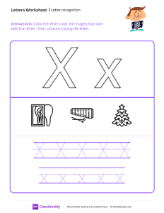 Letter Recognition (X) - X-ray | Reading & Writing Worksheet