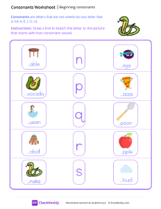 Beginning Consonants - Snake | Reading & Writing Worksheet