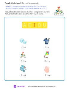 Long & Short Vowels (I) - Bike | Reading & Writing Worksheet