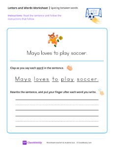 Spacing between words - Soccer | Reading & Writing Worksheet