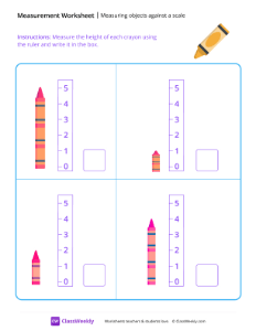 Measuring objects against a scale (height) - Crayon | Math Worksheet