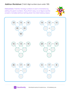 worksheet-Add-2-digit-numbers-(sum-under-100)---Grapes