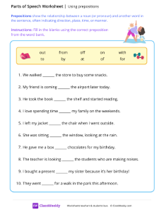 Using prepositions - Workout | Grammar Worksheet