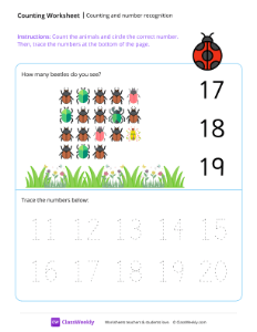 Counting and number recognition (18) - Ladybug | Math Worksheet