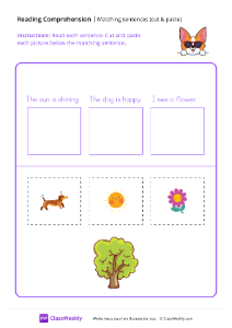 Read and Match - Pup Shades | Reading & Writing Worksheet