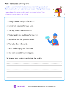 Writing verbs - Mailbox | Grammar Worksheet