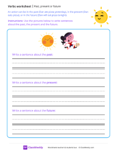 Past, present or future - Sun | Grammar Worksheet